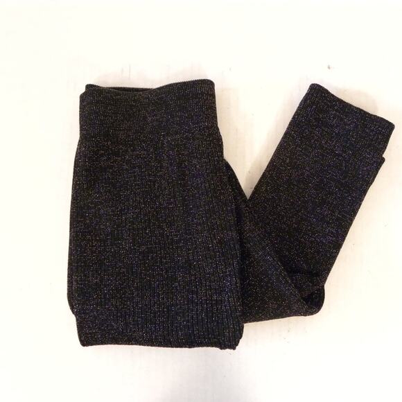 Red Paint Metallic Black Knit Ankle Leggings Women Small / Medium Stretch Y2K - Picture 5 of 6